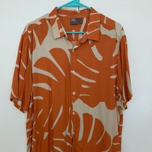 Large Palm Print Button Up